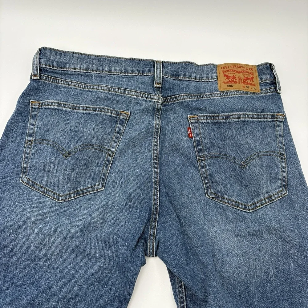 Levi's 505 Mens Jeans 36x30 Regular Fit Straight Leg Blue Denim